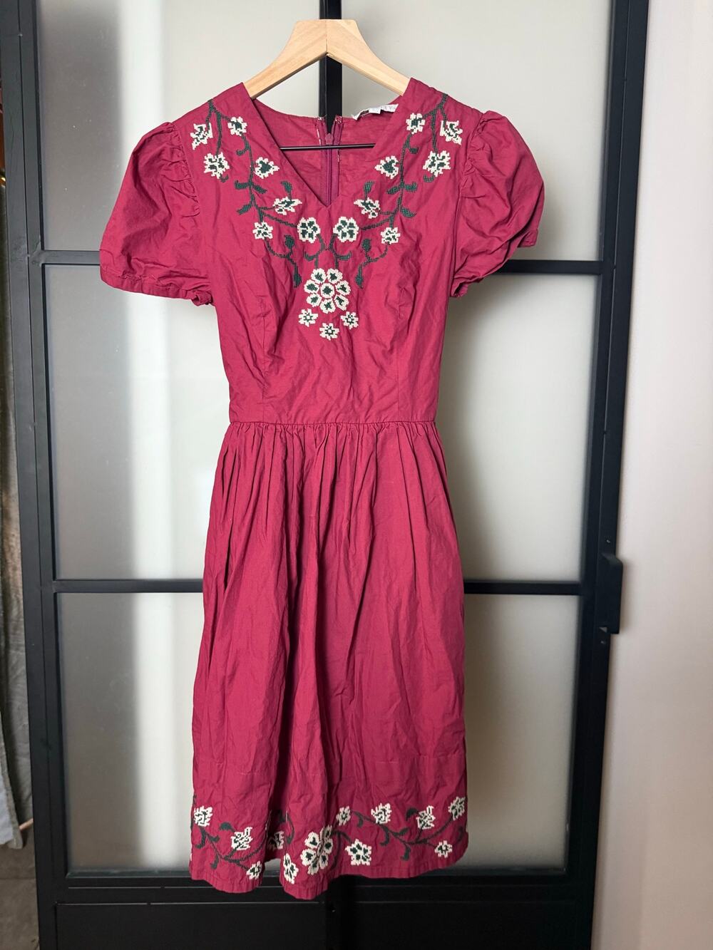 Ivy City Co Puff Sleeve Embroidered Dress Size XS